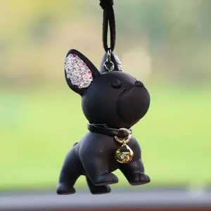 Creative Resin French Bulldog Car Interior Rearview Mirror Hanging Accessory, Small Dog Car Decor Gift, Cute Pet Decoration, Car Trinkets, Car Ornament