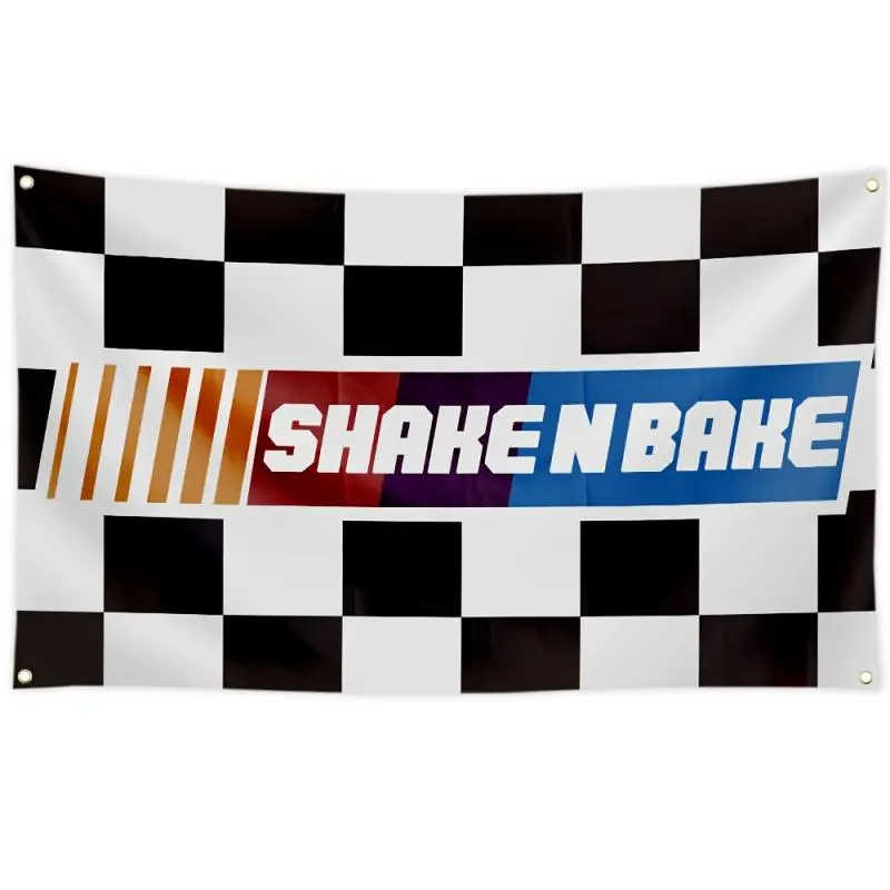 Shake N Bake 3x5 ft Sturdy Outdoor Polyester Flag, Durable Heavy-Duty Banner for Garage Man Cave, Sports Events (Home & Festive Supplies, Race Tracks Use)