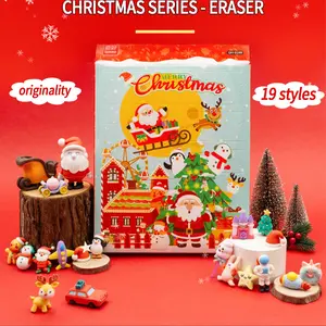 Christmas Eraser Set, 19 Styles, Cute High-Quality Practical Rubber Mud, Easy to Remove Mistakes, No Residue, Christmas Gift, Detachable