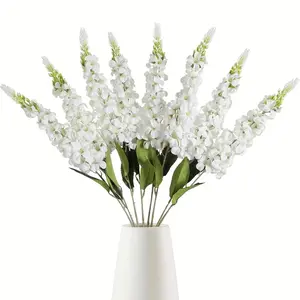 8pcs Artificial Geranium Flowers, Long Stem Hyacinth for Home Outdoor Garden Wedding Party Decor, Plastic Fake Flowers for Easter Valentine Table Centerpiece