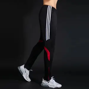 Quick Dry Mens Sports Soccer Football Training Pants With Zipper Pockets Running Jogging Long Pants