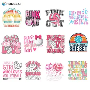 Volleyball Theme Multi-Style Heat Transfer Vinyl Stickers Set, Sweet Cute Motivational Quotes, High-Quality Easy Transfer for T-Shirts