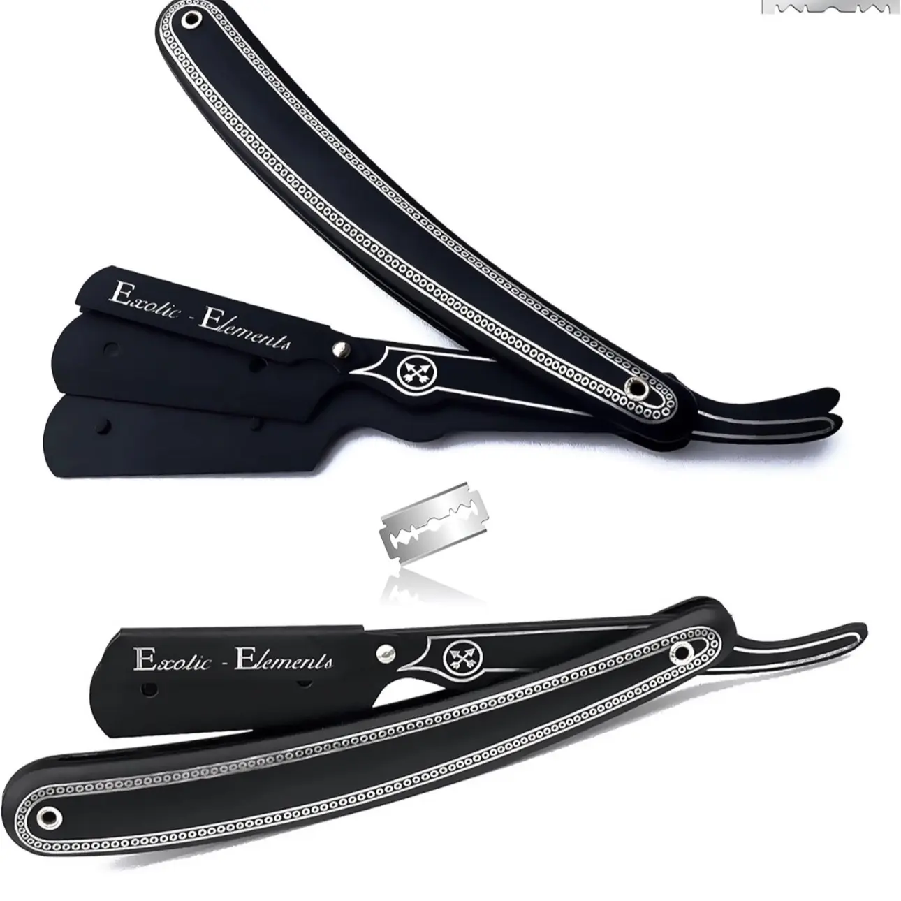 Professional Shaving Straight Edge Razor Unisex Mustache and Beard - Black