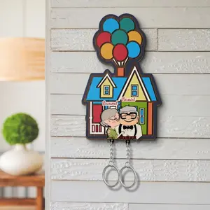 Personalized Up Couple Keychain, Carl and Ellie keychain, Up House key holder, Balloon House, Perfect Home Decor, Anniversary Gift