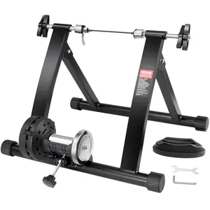 VEVOR Bike Trainer Stand,  Magnetic Stationary Bike Stand for 26"-29" Wheels, Noise Reduction Flywheel Motor, Protable Cycling for Indoor Riding Exercise, with Quick-Release Lever & Front Wheel Riser
