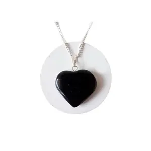 Black Tourmaline Crystal Heart Necklace Black Tourmaline Crystal Heart Necklace