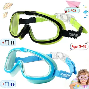 1 Piece Kids' Swimming Goggles with Nose Mask and Ear Plugs, Wide Viewing Angle, Anti-fog, Anti-UV and Anti-Shattering Lenses, Suitable for Boys and Girls 3-15