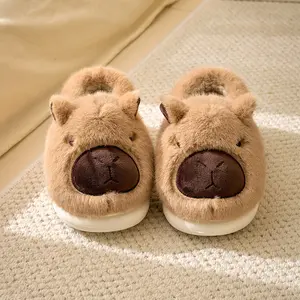 Cute Capybara Plush Slippers for Women Men Fuzzy Warm House Slippers Non-Slip Thick Sole Slippers Soft Cozy Fashion Indoor Slippers for Fall Winter Spring Home Use
