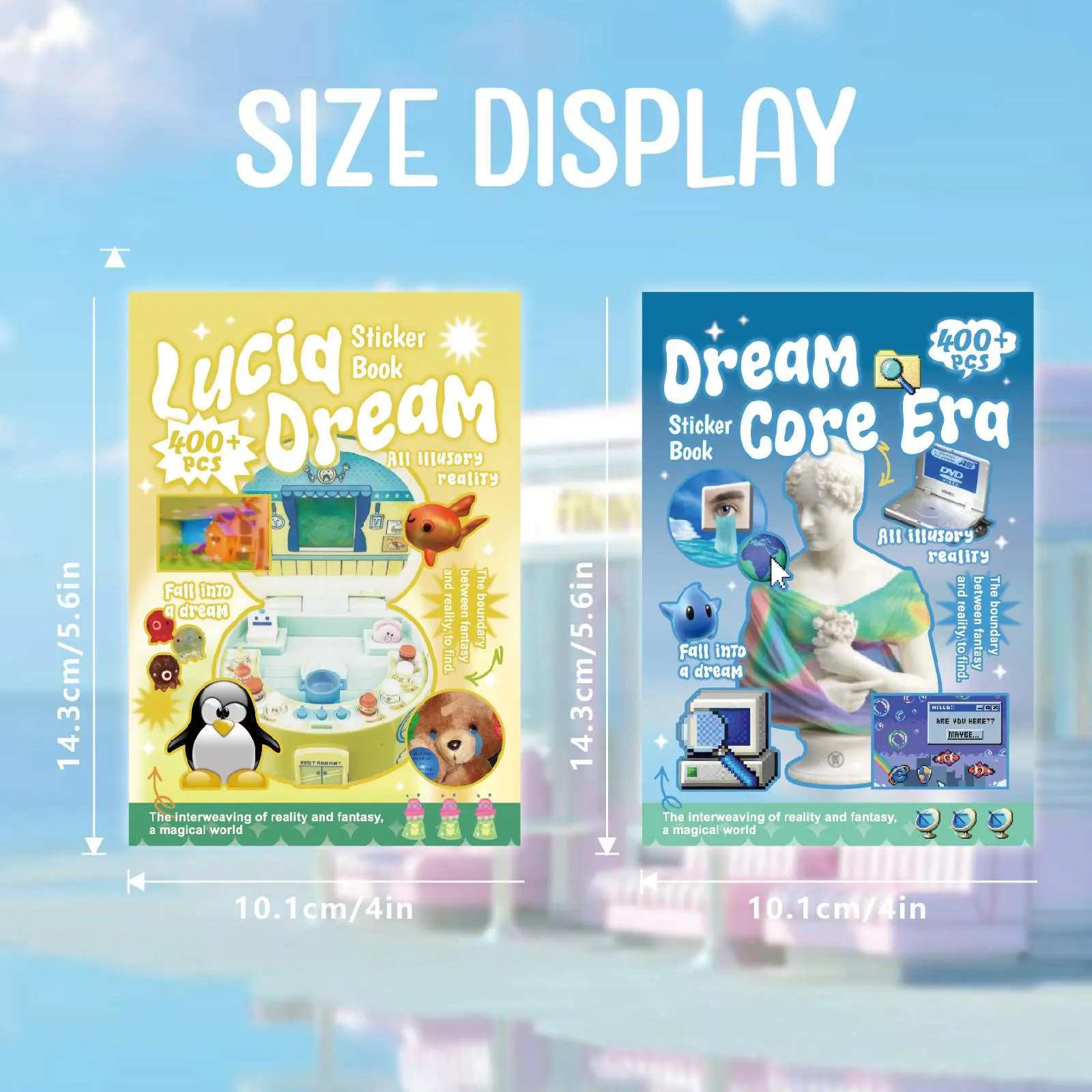 Dream Core Era Sticker Book, 40 Sticker Sheets, 20 Scrapbook Sheets, 800+ Precut Waterproof Adhesive Decals, DIY Decal Film for Journaling Supplies