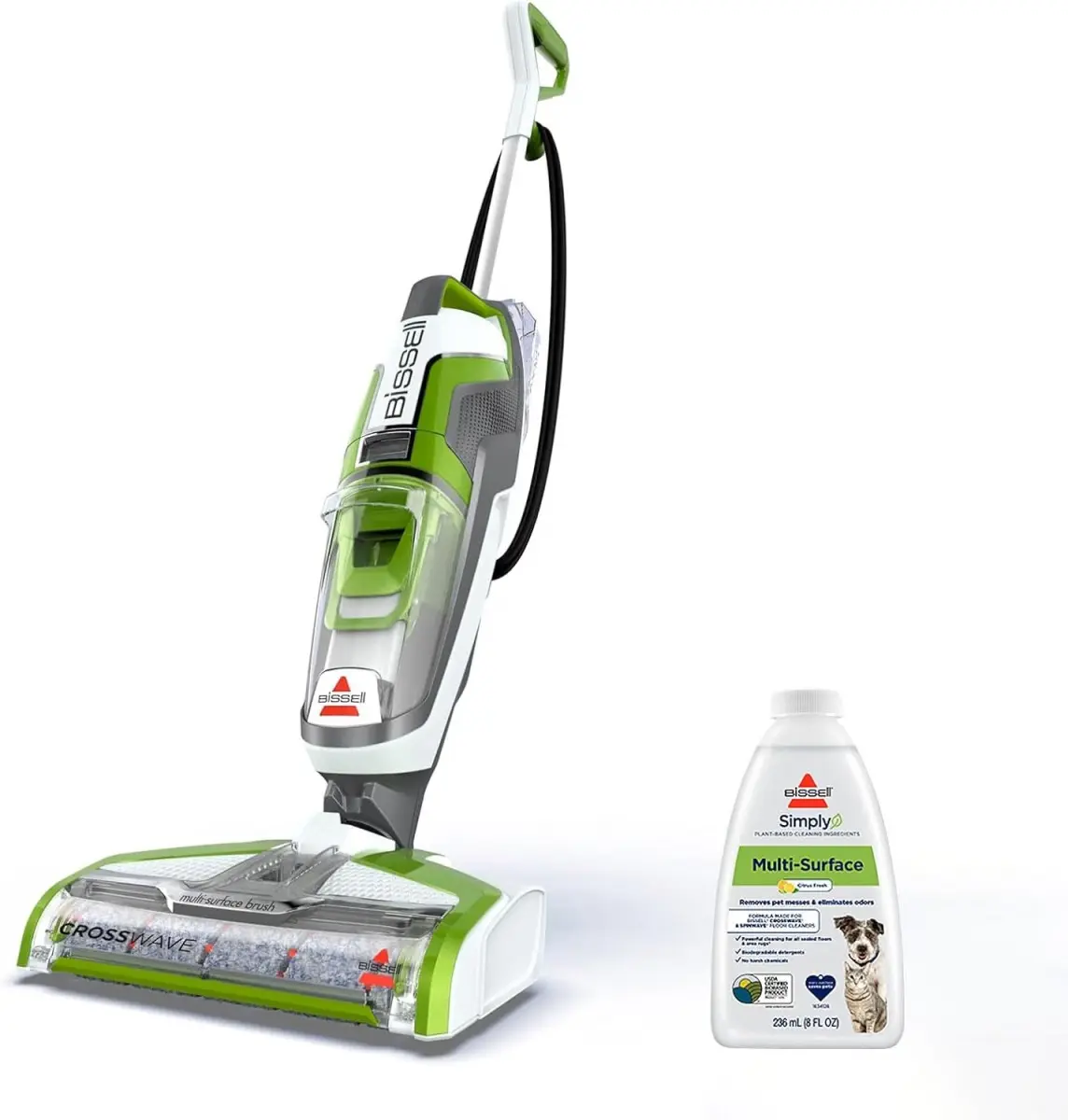 BISSELL® CrossWave® Turbo Hard Floor and Area Rug Wet Dry Vac with Vacuum-and-Wash Multi-Surface Cleaning, Two-Tank Technology, Antimicrobial FreshStart™ Filter and One-Touch Self-Cleaning Cycle