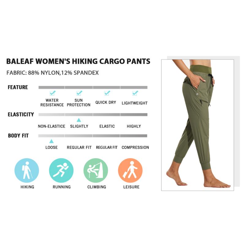 baleaf Women 25.5"/28" Joggers 5 Zipper Pockets Lightweight Quick Dry Hiking Pants High Waist Travel Athletic UPF50+ Gym Outfits Lounge Home Scrub Pants