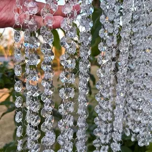 10Strips/20Strips /1m 14mm Plastic Crystal Wedding Party Decoration Supplies Acrylic Star Anise Bead Curtain Transparent Acrylic