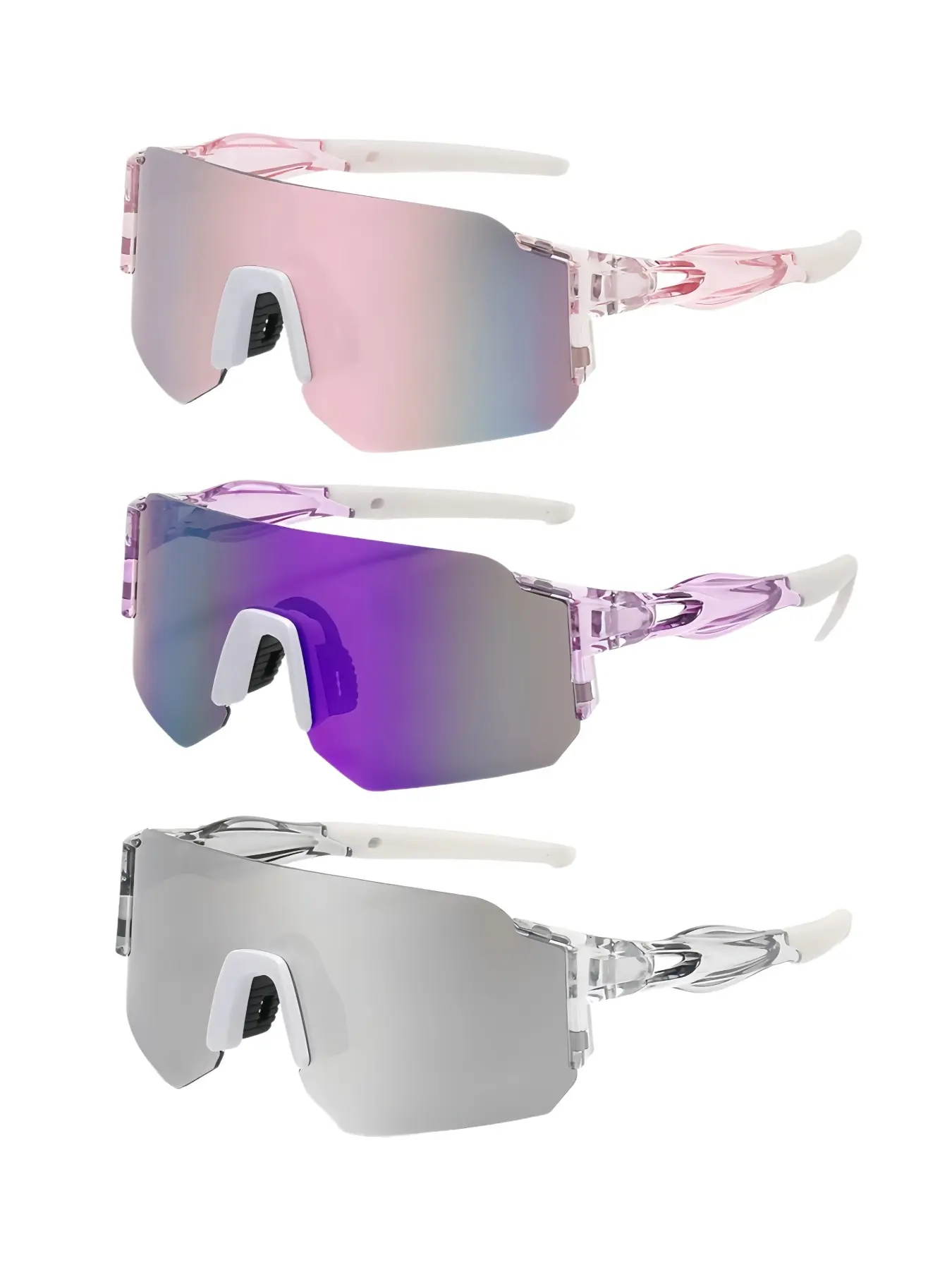 3 Pairs Y2K Trendy Large Frame Cycling Glasses, Cycling Eyewear, Unisex, Outdoor Activities, Driving, Fishing, Hiking, Party, Gift, Street Style, Beach Vacation, Mountain Bike Glasses