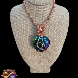 Juma CopperKing Campbell Gemstone Rainbow Hematite 24” Heart Necklace