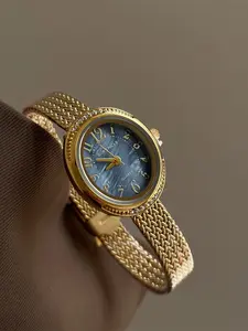 Women's Elegant Oval Dial Quartz Watch, Vintage Trendy Wristwatch, Fashionable Watch for Women As Gift with Box