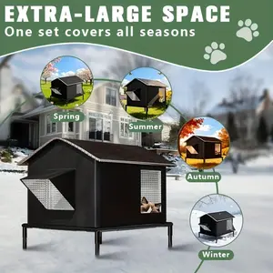 Cozy Winter Pet House with Temperature Controlled Cat Bed, Durable Oxford Fabric, Windproof Waterproof, Easy Assembly, Perfect Gift for Cats and Dogs