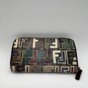 Pre-owned FENDI coated canvas Small Leather Goods Multicolor FF Zuca Wallet