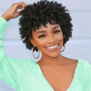 Afro Curly Faux Wig, Glueless Short Dreads Wig for Black Women and Men, Heatless Styling Tools for Daily Use, Synthetic Curly Wigs