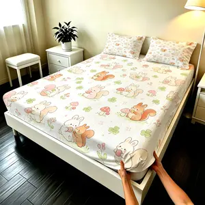 3Pcs Cute Pet Series Fitted Sheet (without Pillow Inserts), Breathable and Skin-Friendly Fabric, High-Elastic Edges Fit the Bed Closely, Suitable for Bedrooms and Guest Rooms, with Practicality and Fresh Healing Charm.