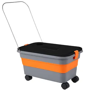 Collapsible Bucket 5.8 Gallon for Car Washing with Wheels Handle Drain Plug Water Outlet Foldable for Mop Cleaning Camping RV Pet Bathing Laundry Blackfriday
