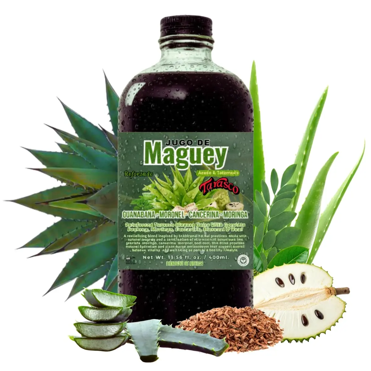 Herbalista Viral Jugo de Maguey – Liquid Botanical Blend with Guanábana, Cancerina & Moringa – 32 fl oz (946 ml) – Artisanal, 100% Natural, Plant-Based Herbal Beverage