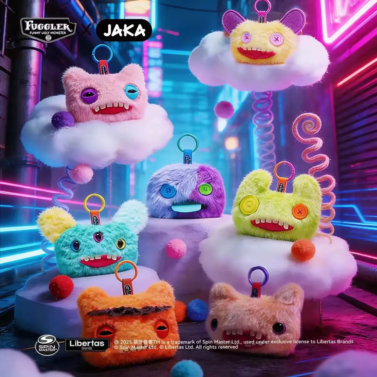 B16-FUGGLERxJAKA  Cute Tooth Monster Shopping Bag Series Blind Boxes Soft Plush Collectibles