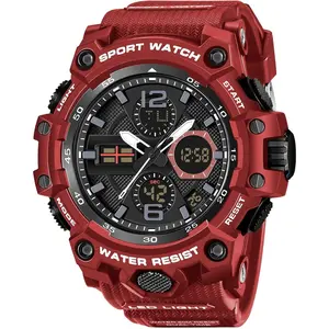 SWE38 Mens Sports Wrist Watches Analog Digital Tactical Military Watch Waterproof Gold Watches for Men