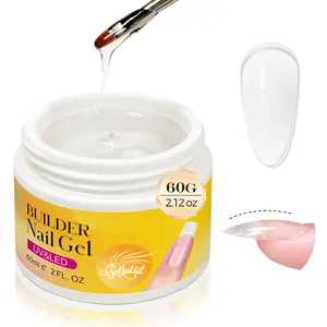 GELLAKTIK 60g Clear Hard Builder Gel for Nails with 10 Nail Forms Strengthener & Thickening UV LED Cured Salon DIY Manicure Kit for Nail Extension Repair