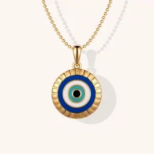 Evil Eye - I Am Supported And Protected - Mantra Jewelry Necklace - Sterling Silver and 24K Gold Vermeil