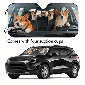 1pc Fun Car Sunshade with 2 Sizes to Choose From, Ideal Holiday Gift. This Windshield Sun Visor, Windscreen Shade Cover, Keeps Your Car Cool, and Features Four Suction Cups for Easy Installation. Foldable for Convenient Storage, It Makes a Fun Summer