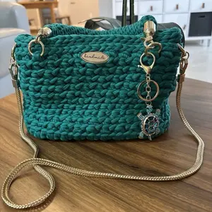 Handmade Crochet Shoulder Bag | Green Boho Women's Purse