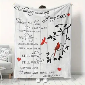 1pc Sympathy Loss Of Son: Memorial Blanket, Condolence Blanket, Tribute To Loved One, Bereavement, Grief Comforter, Flannel Blanket, Birthday Mother's Day Size