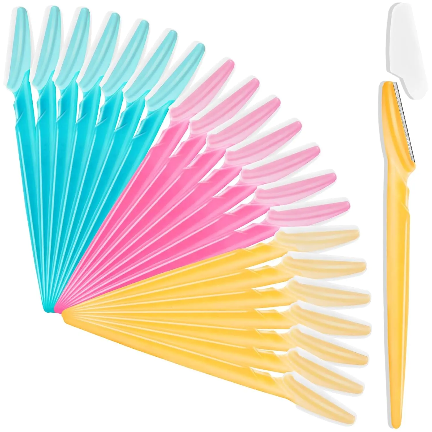 21 Pcs Eyebrow and Face Razors, Multipurpose Exfoliating Tool for a Smooth Shave, Safe Facial Hair Removal for Women and Men with Protective Covers, Safe Razors, Disposable Razors