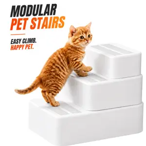 Ecojoy Adjustable Pet Stairs - Detachable 3-Layer, Anti-Tracking, for Kittens, Senior Cats & Small Pets, Indoor Sofa & Bed