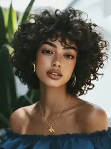 10 Inch Curly Human Hair Wig, Real Hair Wigs for Women Short Afro Curly Wig Natural Looking Lightweight Comfortable Breathable Glueless Easy to Wear Daily Use Work Party Travel Club Performance TikTok Hot Selling Curly Wig