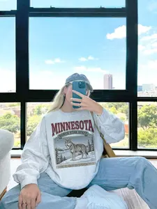 Minnesota Wolf Sweatshirt Vintage Americana Crewneck