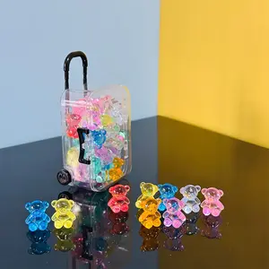 30pcs Crystal Bear + 1pc Mini Luggage, DIY Handmade Decorations, Mother's Day Gift, Valentine's Day, Home Office Desk Ornament