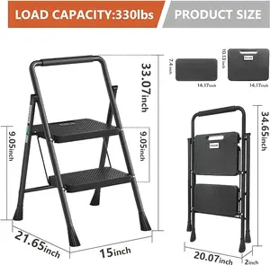 2 Step Ladder ,Folding Step Stool,Step Stool with Wide Anti-Slip Pedal