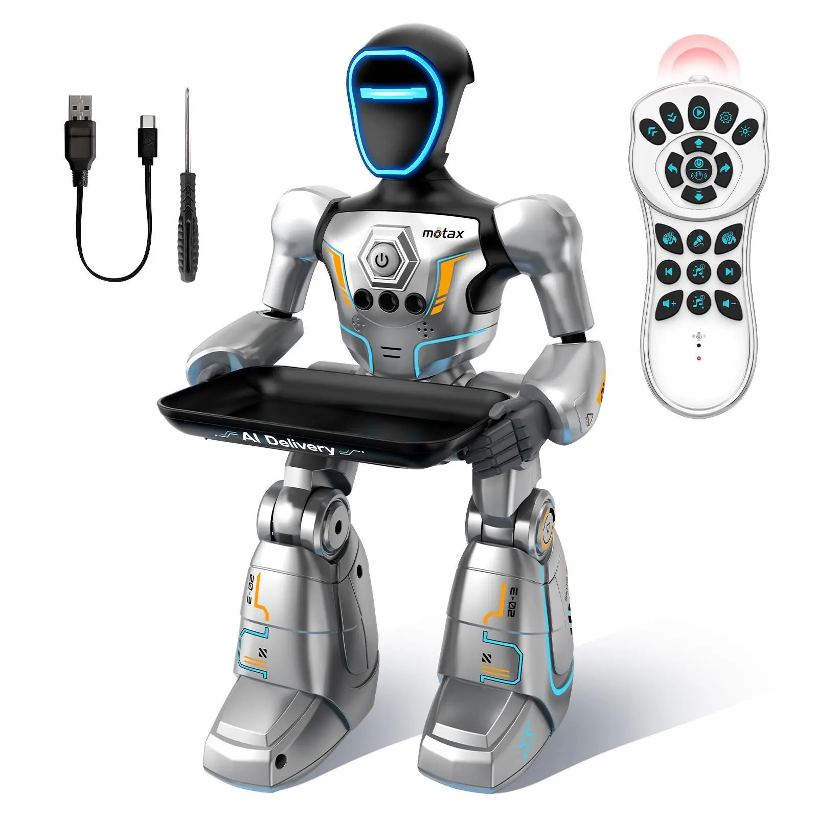Delivery Robot, Remote-Controlled Robot, 2.4GHz RC Delivery Robot Toy – Features Smart Programming, Gesture Sensing, Voice Commands, Voice Recording, Cool Lights, Music & Dance; Birthday Gift for Ages 8+