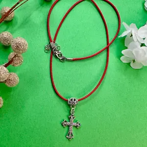 Waxed String Cross Necklace