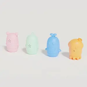 Cute Animal Design Bath Toy, 4 Counts/set Silicone Bath Toy, Creative Bath Toy for Babies, Bathing Toy for Kids, Birthday Gift, Bath Bubble Maker