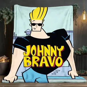 Johnny Bravo Print Soft and comfortable home blankets, small throw blankets, nap blankets, perfect Christmas gifts for friends and besties. Super soft heat-pressed blankets.Y251210061