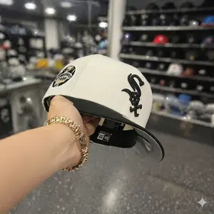 New Era Chicago White Sox 9FORTY Adjustable Cotton Baseball Hat - White Crown, Black Brim, Embroidered Logo, Breathable, All-Season Men's Streetwear Cap (2026)