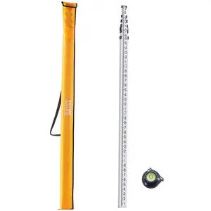 VEVOR Aluminum Grade Rod,  , 20-Feet/10ths 6 Sections Telescopic Measuring Rod,Double-Sided Scale 1/10ft Leveling Rod Stick, Aluminum Alloy Survey Rod w/ Bubble Level &Carrying Bag for Houses,Walls,Floor
