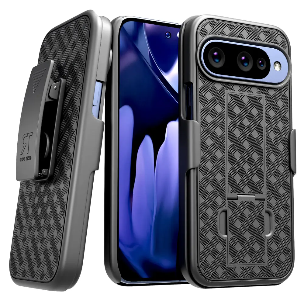 Designed for Google Pixel 10 Pro XL / Pixel 10 Pro / Pixel 10 Rome Tech Case with Belt Clip Holster Kickstand Cover Phone Combo Case Color Black (Copy)