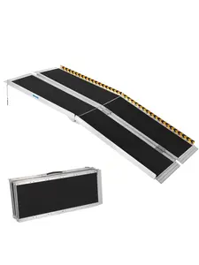 【Christmas Gift】Portable Wheelchair Ramp, Wheel Chair Ramps For Homes With  Transition Plate, Aluminum Wheelchair Ramp With Non-Skid Surface And Reflective Strips, Weight Capacity Up To 600 Lbs