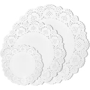150 Pcs Paper Lace Doilies Assorted Sizes 4.5" 6.5" 8.5" White for Cake Dessert Fried Food Tableware Decoration Crafts Party Wedding