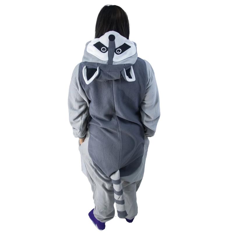 Gray Raccoon Kigurumi Onesies Anime Cartoon Women Men Pajamas Halloween Christmas Cosplay Anime Full Body Pijama