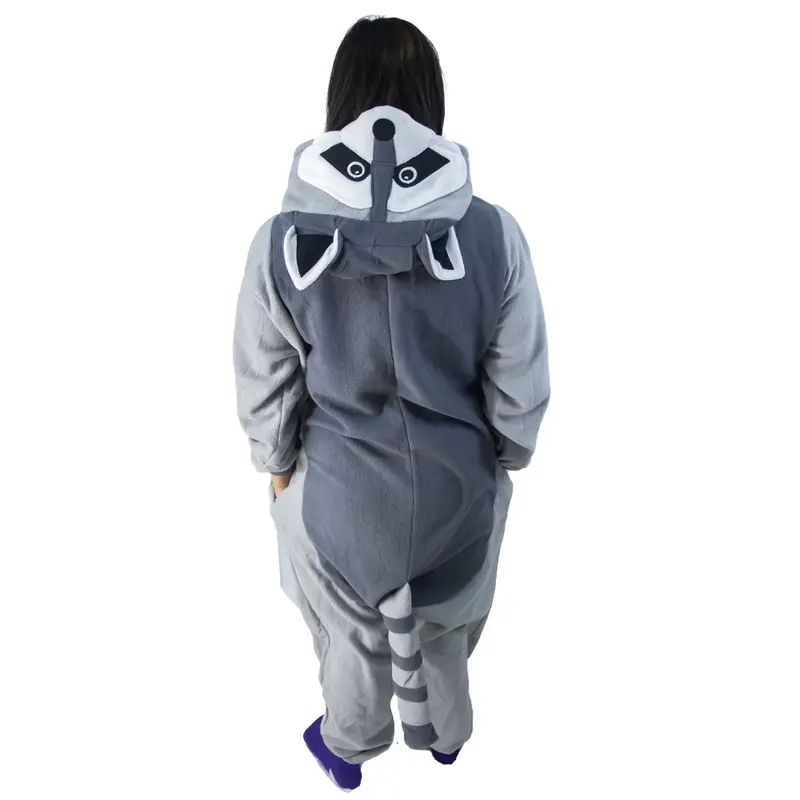 Gray Raccoon Kigurumi Onesies Anime Cartoon Women Men Pajamas Halloween Christmas Cosplay Anime Full Body Pijama