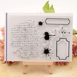 English Words  Text Background Clear  for Card Making Decoration DIY Scrapbooking,Ink Mark Banner Tags  Transparent Seal Clear  for Embossing Album Decor Craft.
